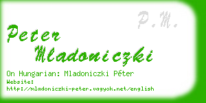 peter mladoniczki business card